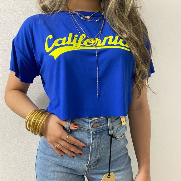Blue California Crop Tee - Picture 1 of 1